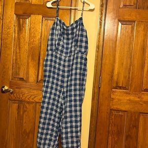 Old Navy Blue and White Plaid Romper